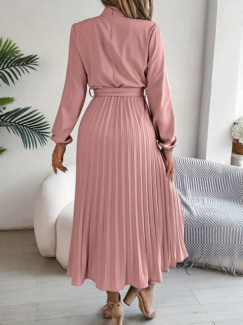 The Jasmine Regent | Women’s Long-Sleeve Pleated Belted Dress