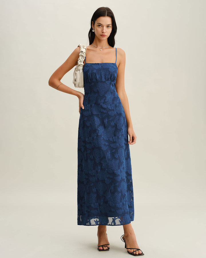 Felicity | Textured Jacquard Open-Back Maxi Dress