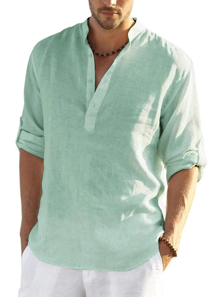 The Silas Heritage | Linen-Style Henley Shirt