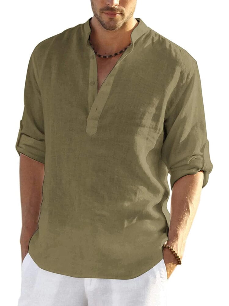 The Silas Heritage | Linen-Style Henley Shirt