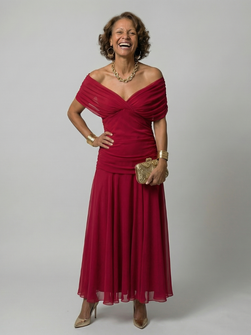 Vivienne | Off Shoulder Flow Midi Dress