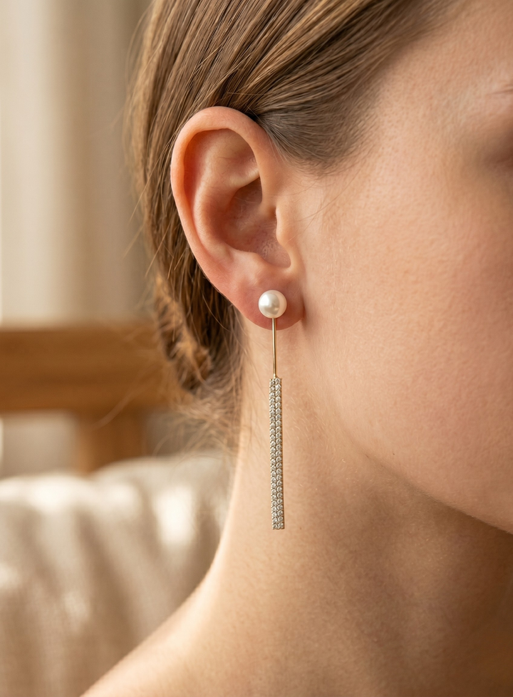Pearl Line Earrings