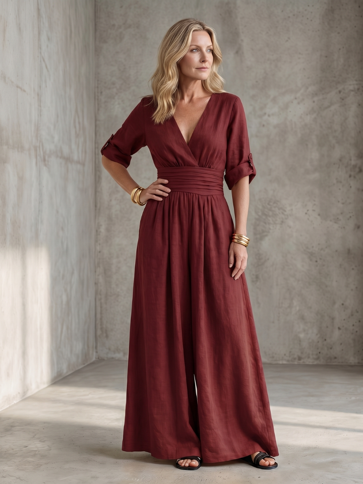 Vanda | Cross Front Wide Leg Jumpsuit