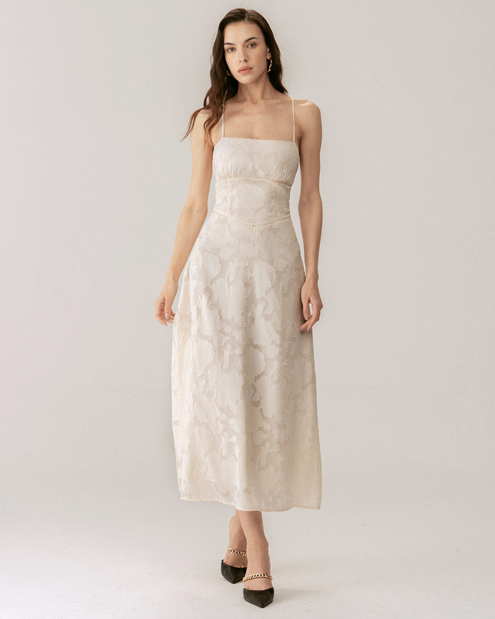 Felicity | Textured Jacquard Open-Back Maxi Dress