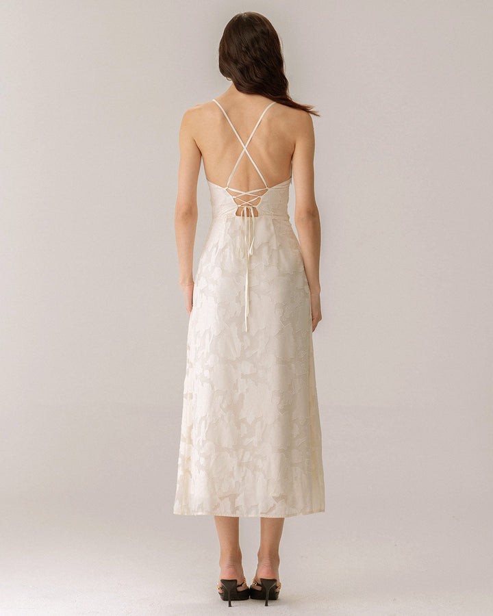 Felicity | Textured Jacquard Open-Back Maxi Dress