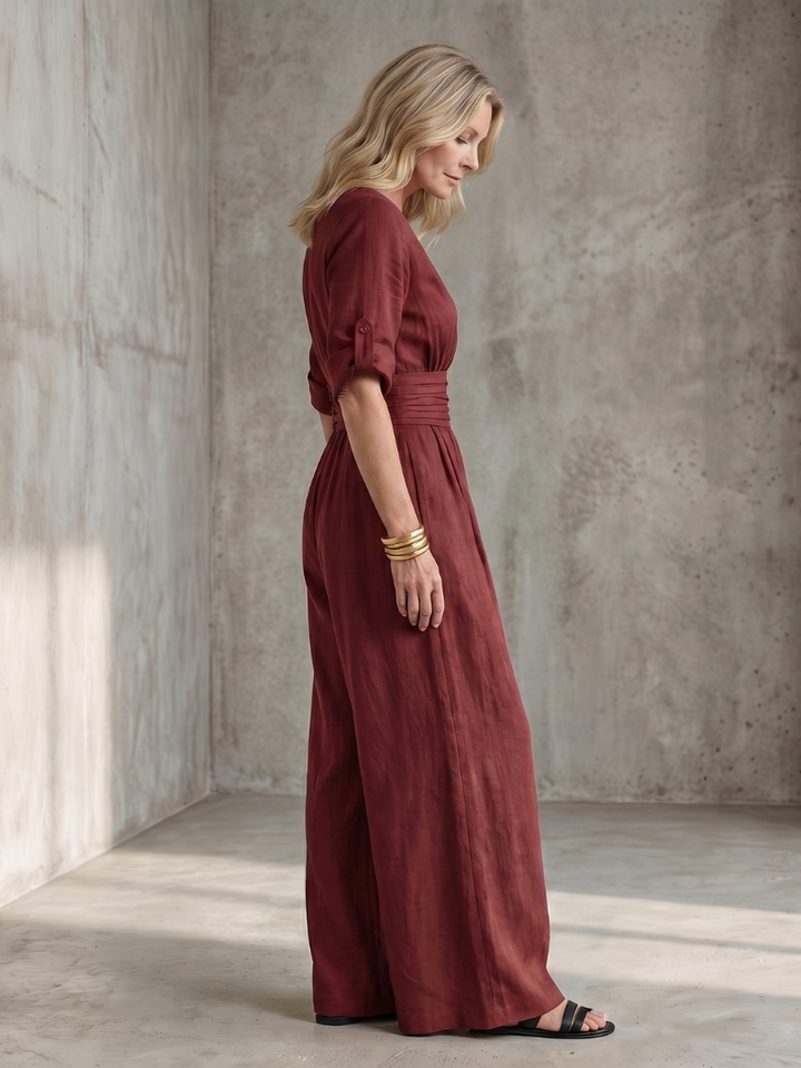 Vanda | Cross Front Wide Leg Jumpsuit