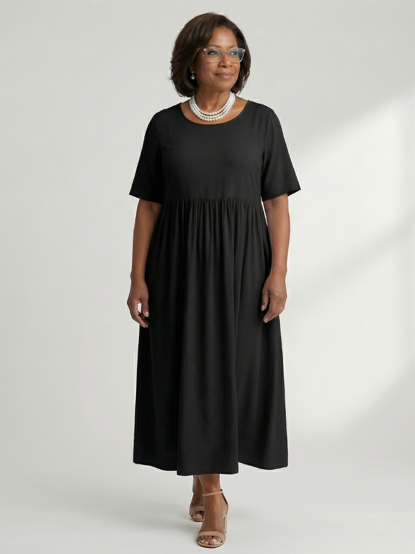Cira | Simple Gather Midi Dress