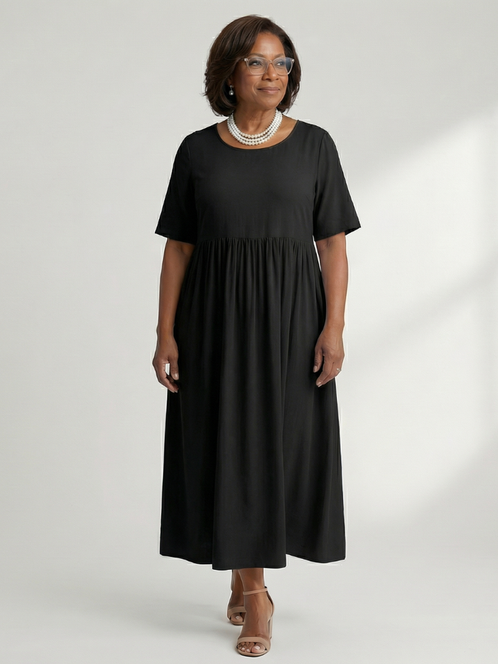 Cira | Simple Gather Midi Dress