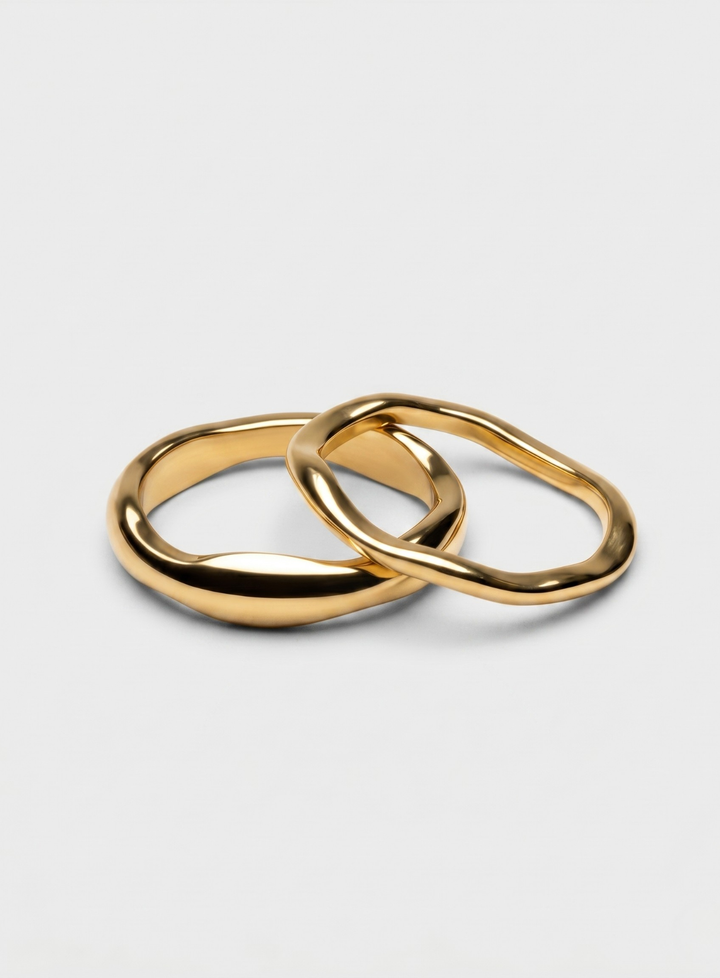 Golden Weave Ring Set