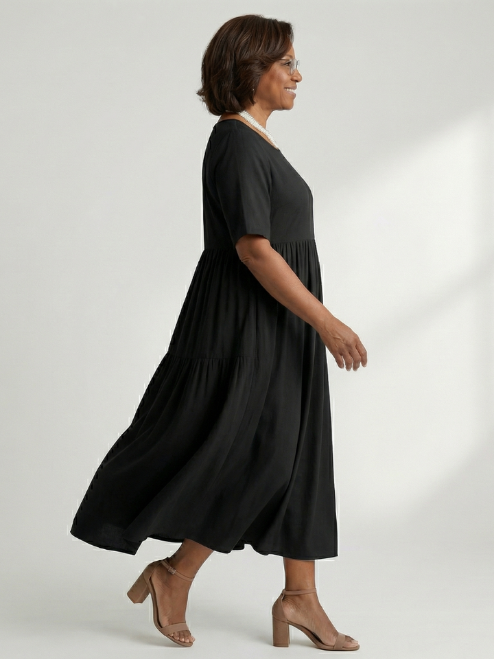Cira | Simple Gather Midi Dress