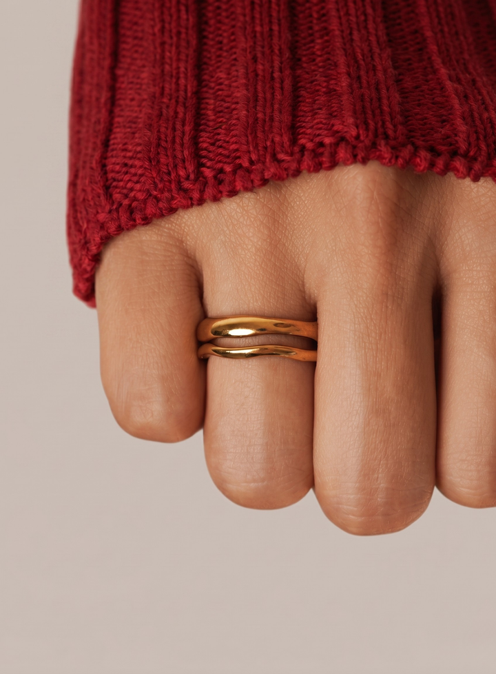 Golden Weave Ring Set
