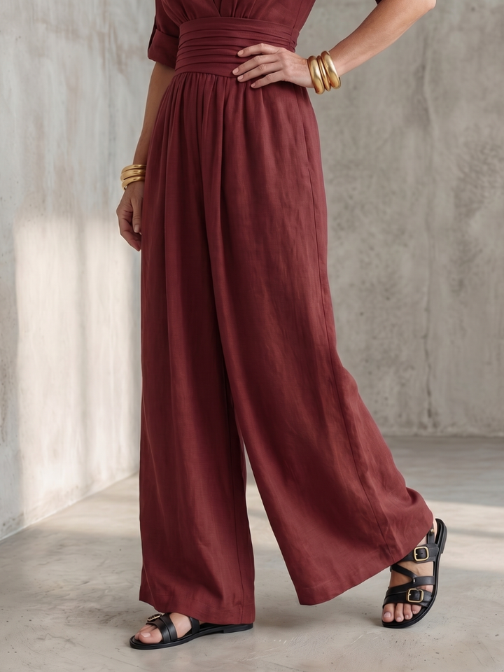 Vanda | Cross Front Wide Leg Jumpsuit