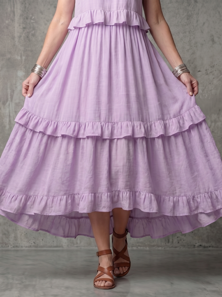 Katya | Tiered Ruffle Halter Maxi Dress