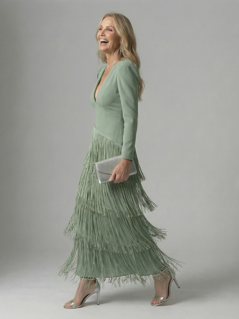 Norell | Fringe Layer Midi Dress
