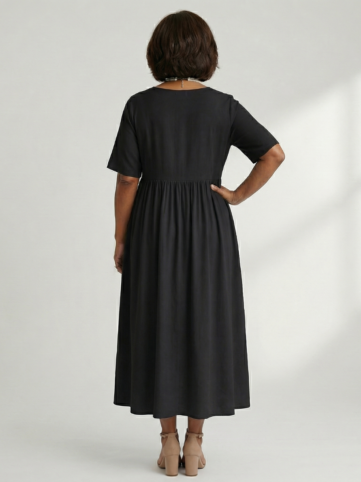 Cira | Simple Gather Midi Dress