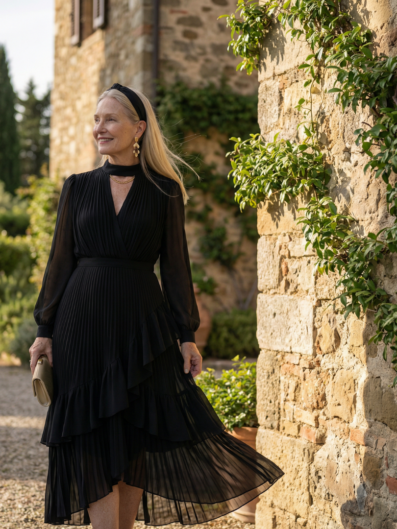 Azis | Fluid Drape Midi Dress