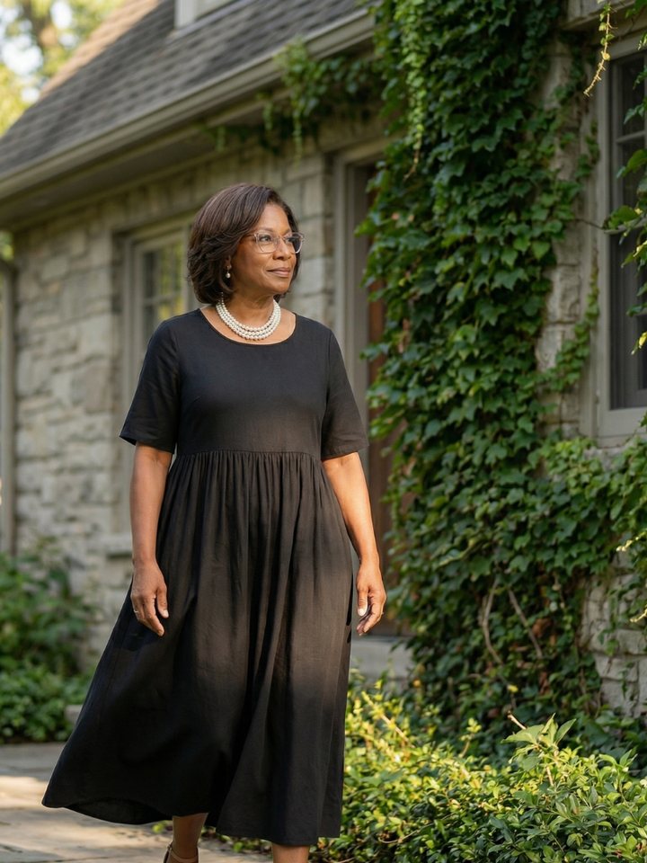 Cira | Simple Gather Midi Dress