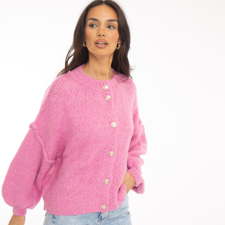 Elara | Oversized Gold-Accent Cardigan