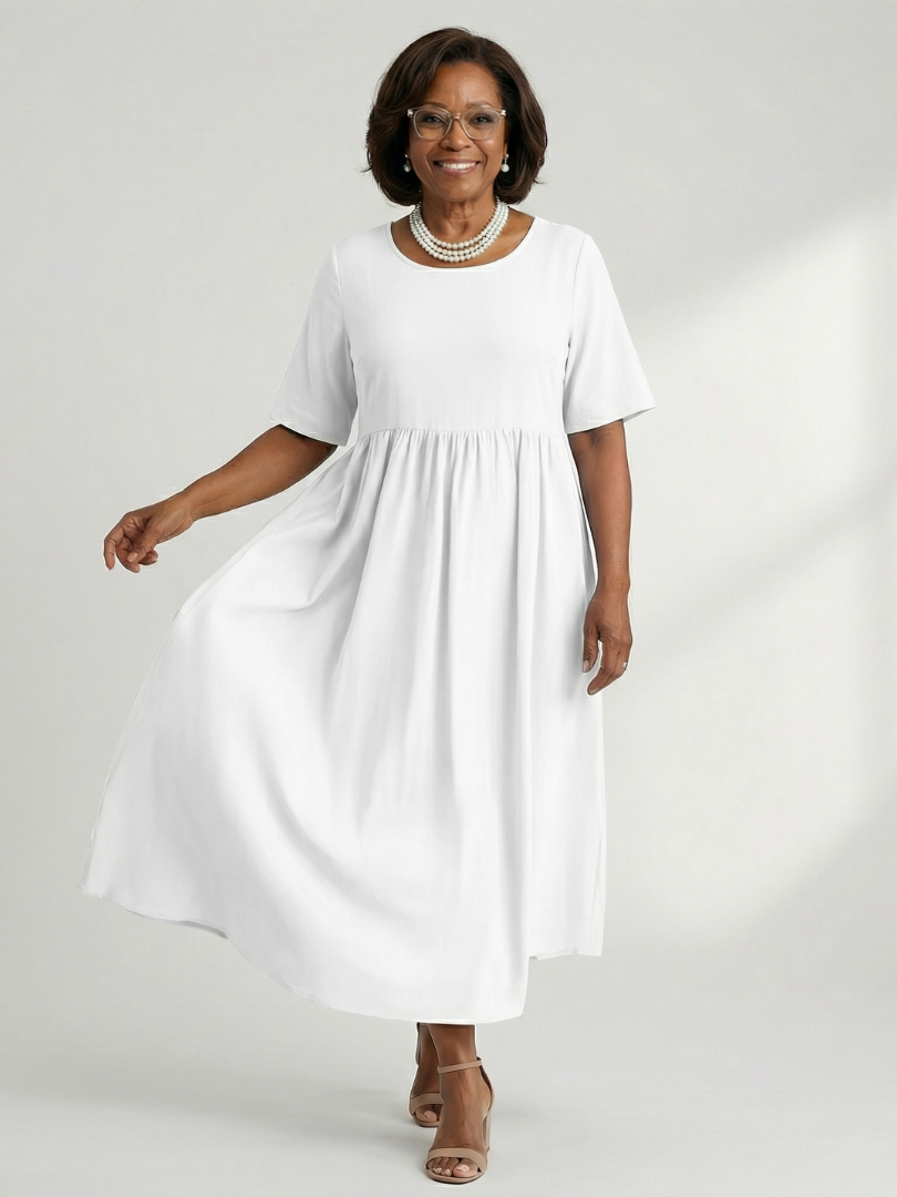Cira | Simple Gather Midi Dress