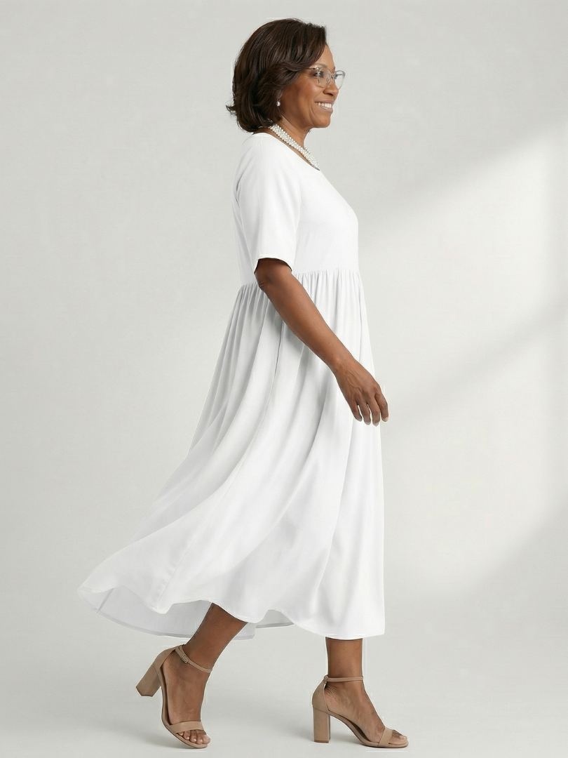 Cira | Simple Gather Midi Dress