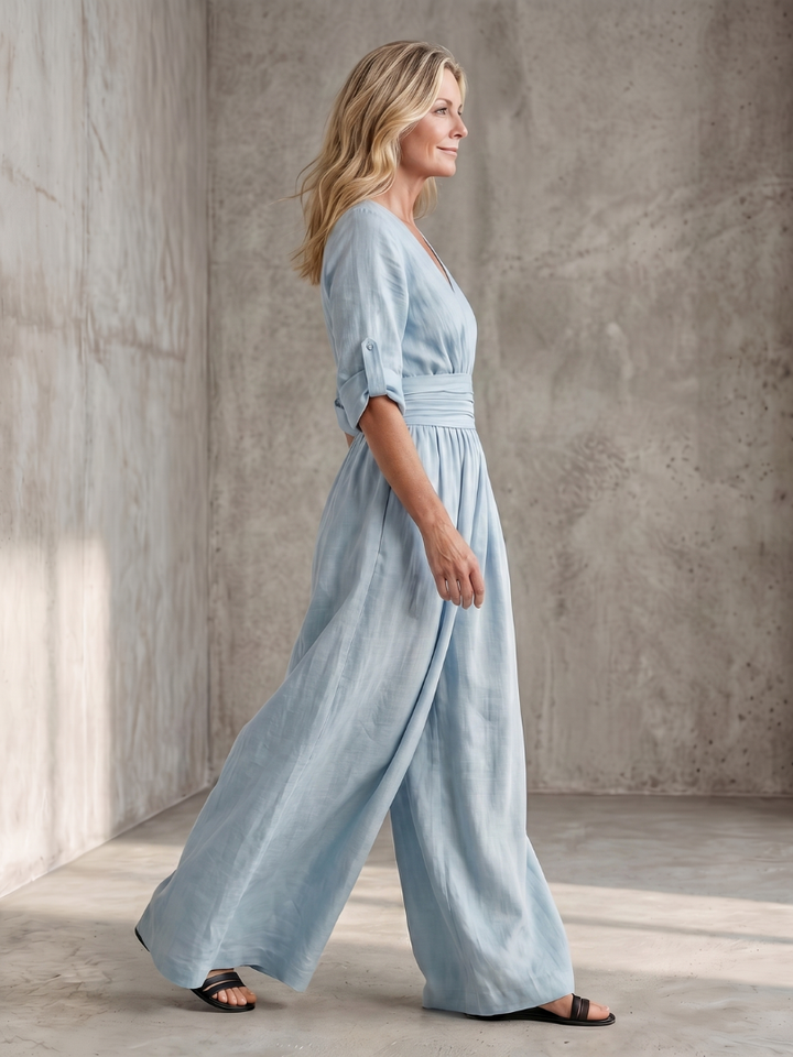 Vanda | Cross Front Wide Leg Jumpsuit
