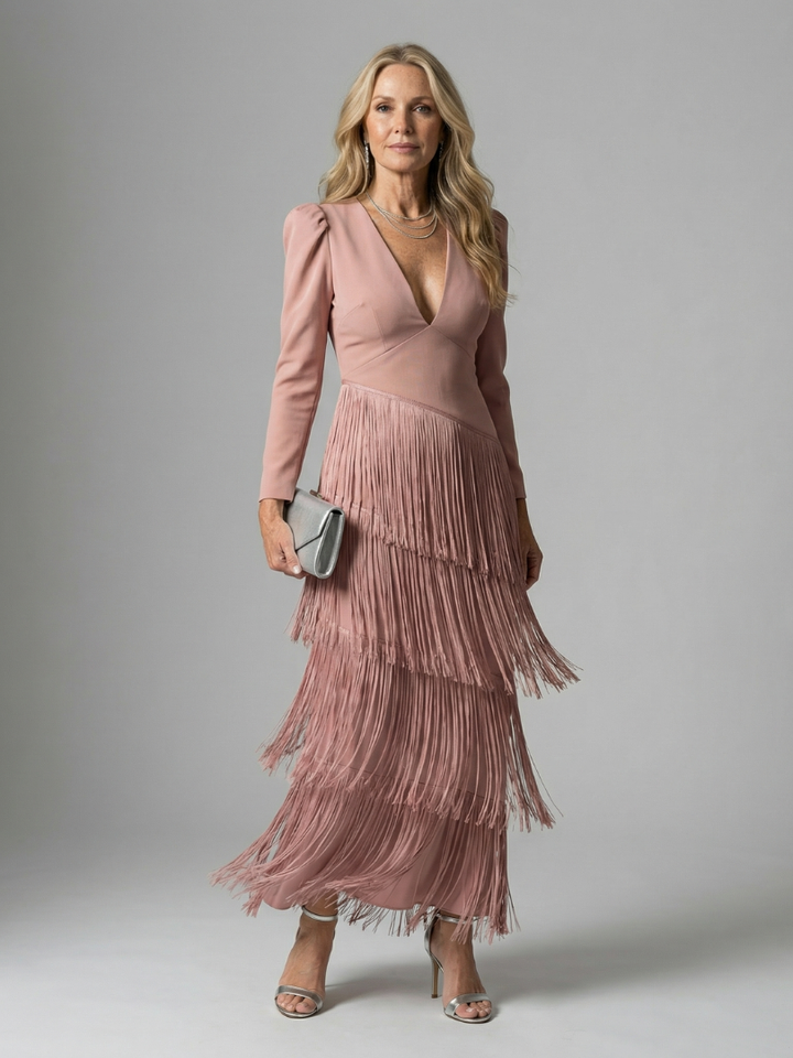 Norell | Fringe Layer Midi Dress