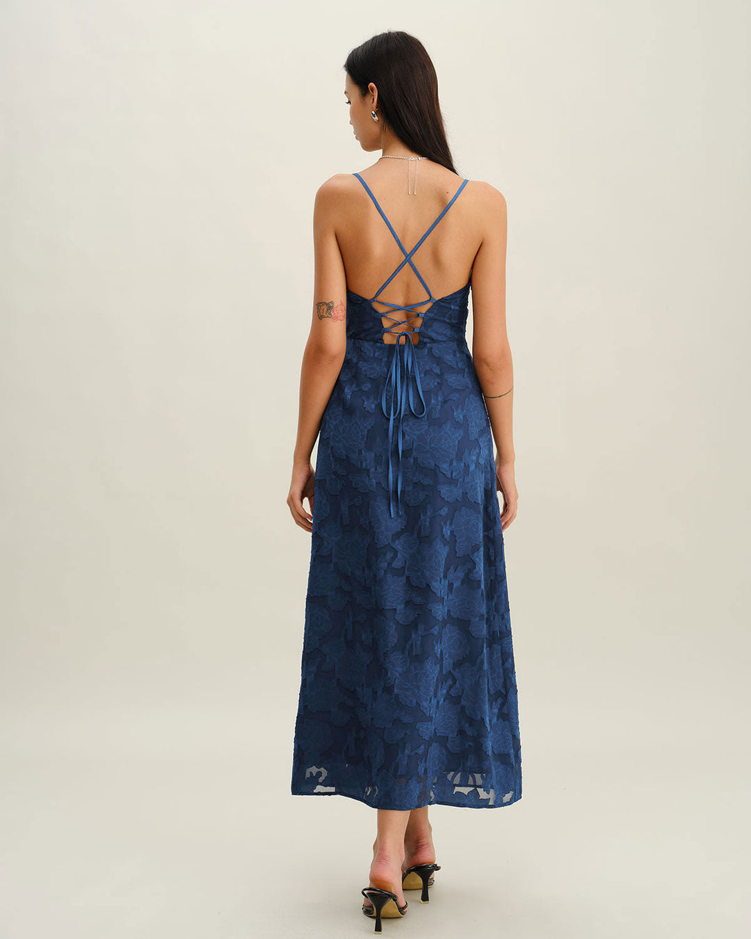 Felicity | Textured Jacquard Open-Back Maxi Dress