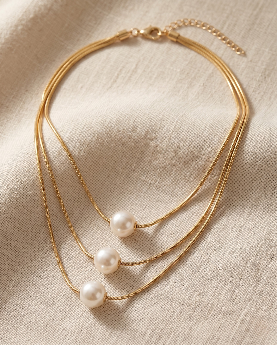 Triple-Layered Pearl Necklace