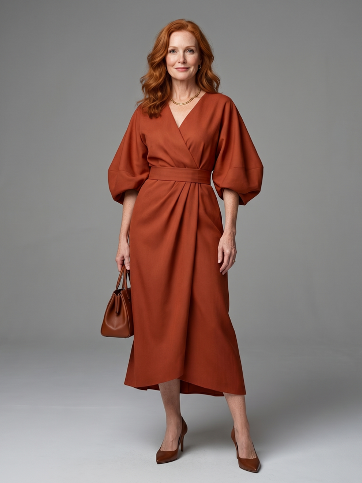 Berylla | Sculpted Waist Panel Midi Dress