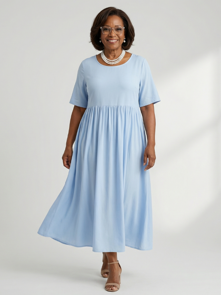 Cira | Simple Gather Midi Dress