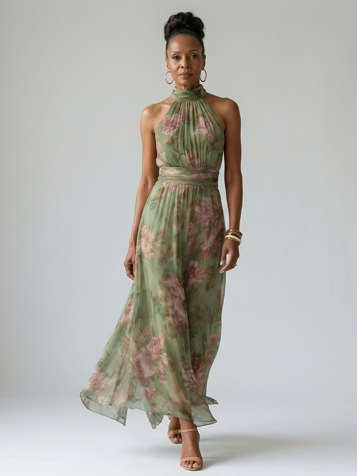 Myrelle | Gathered Halter Midi Dress