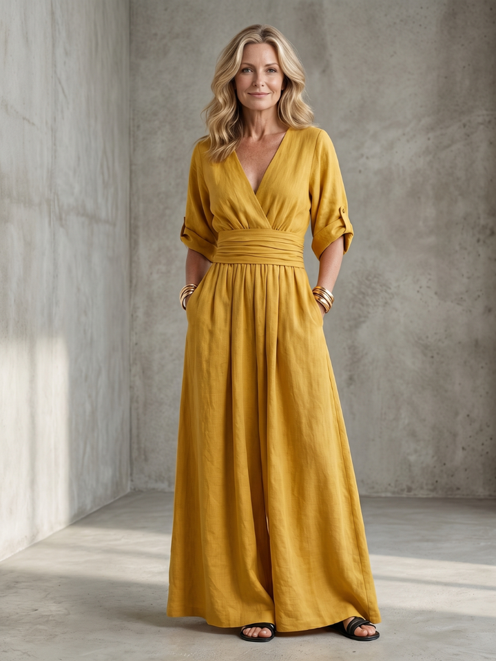 Vanda | Cross Front Wide Leg Jumpsuit