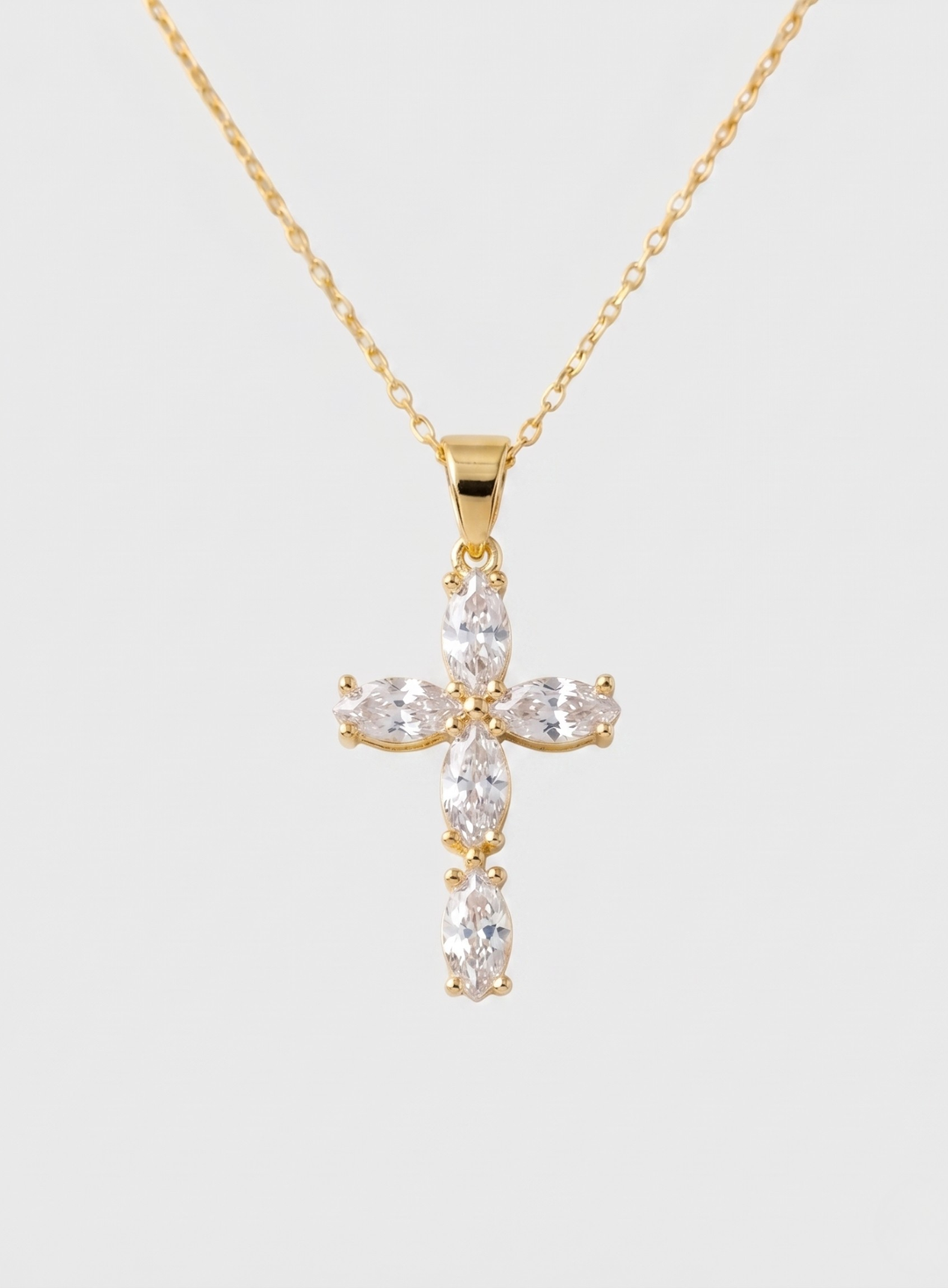 Gold Floral Cross Necklace