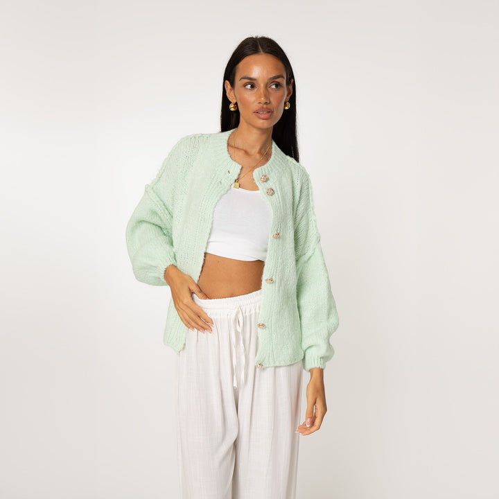 Elara | Oversized Gold-Accent Cardigan