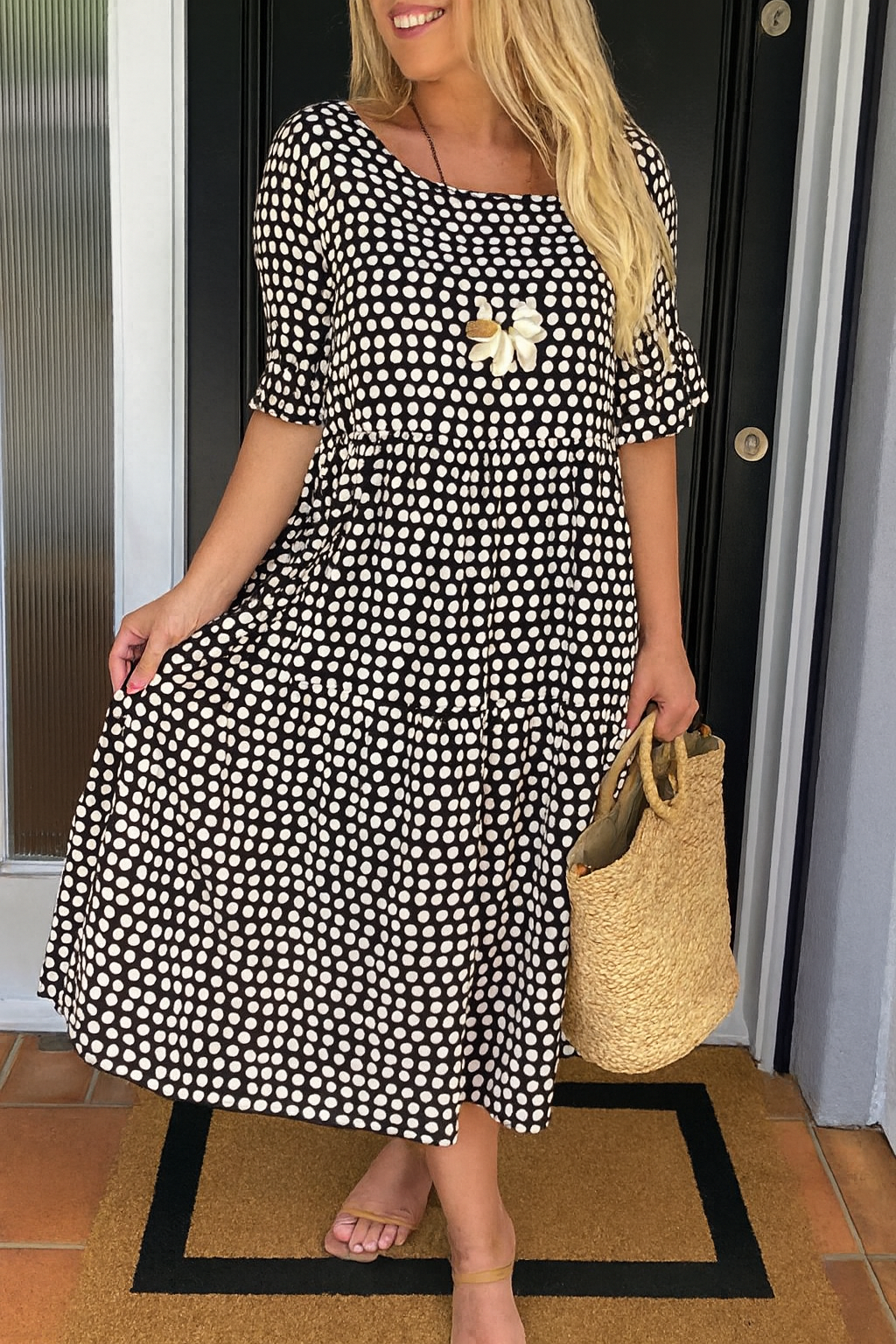 Margot | Sable Short-Sleeve Midi Dress