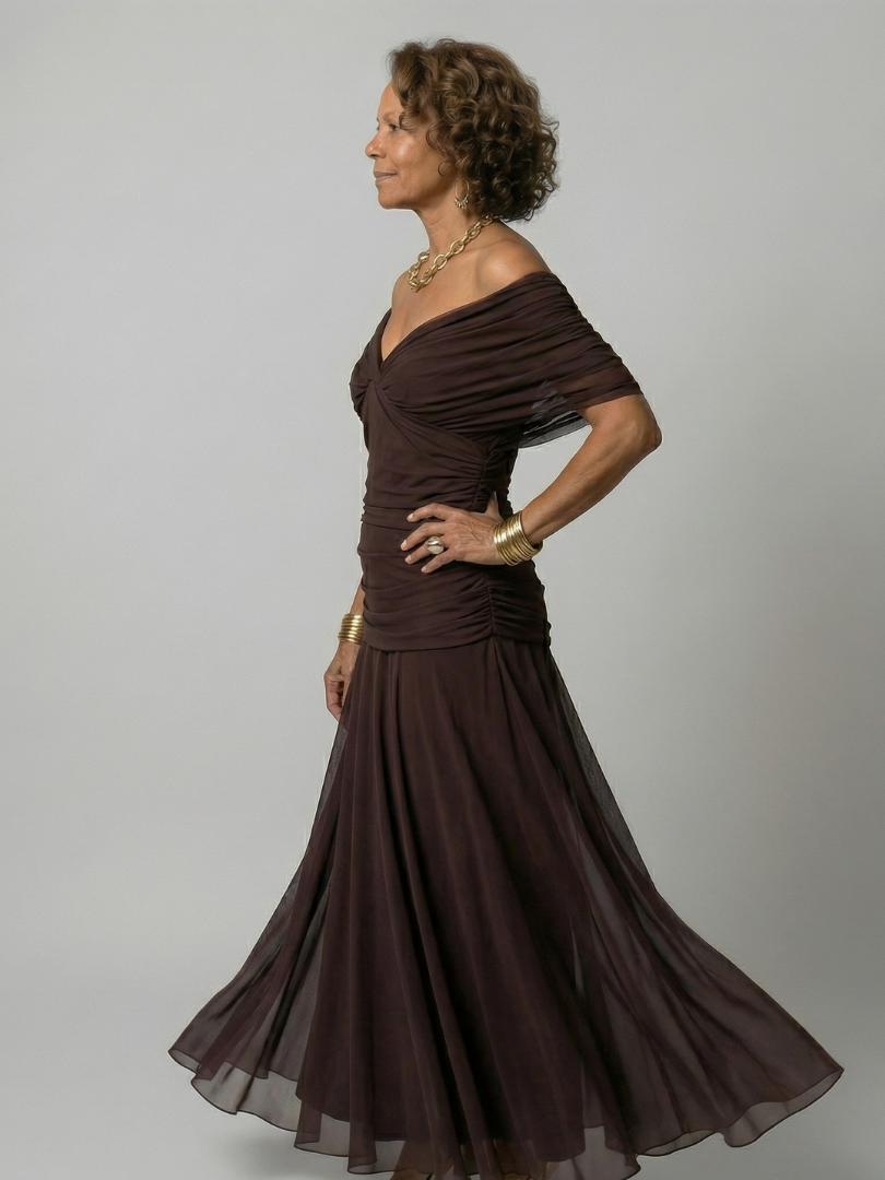 Vivienne | Off Shoulder Flow Midi Dress