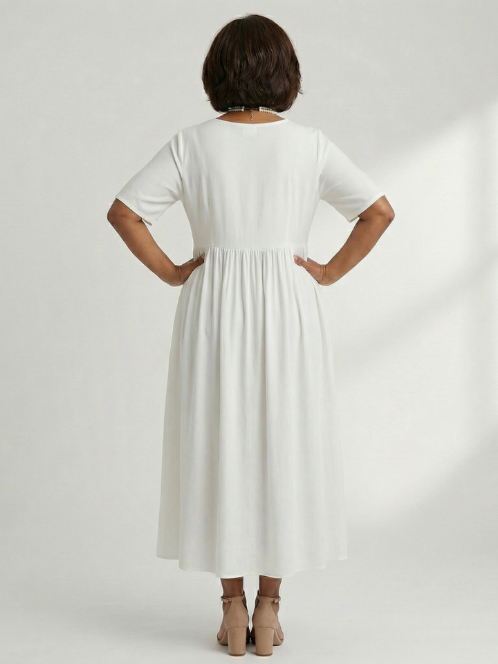 Cira | Simple Gather Midi Dress