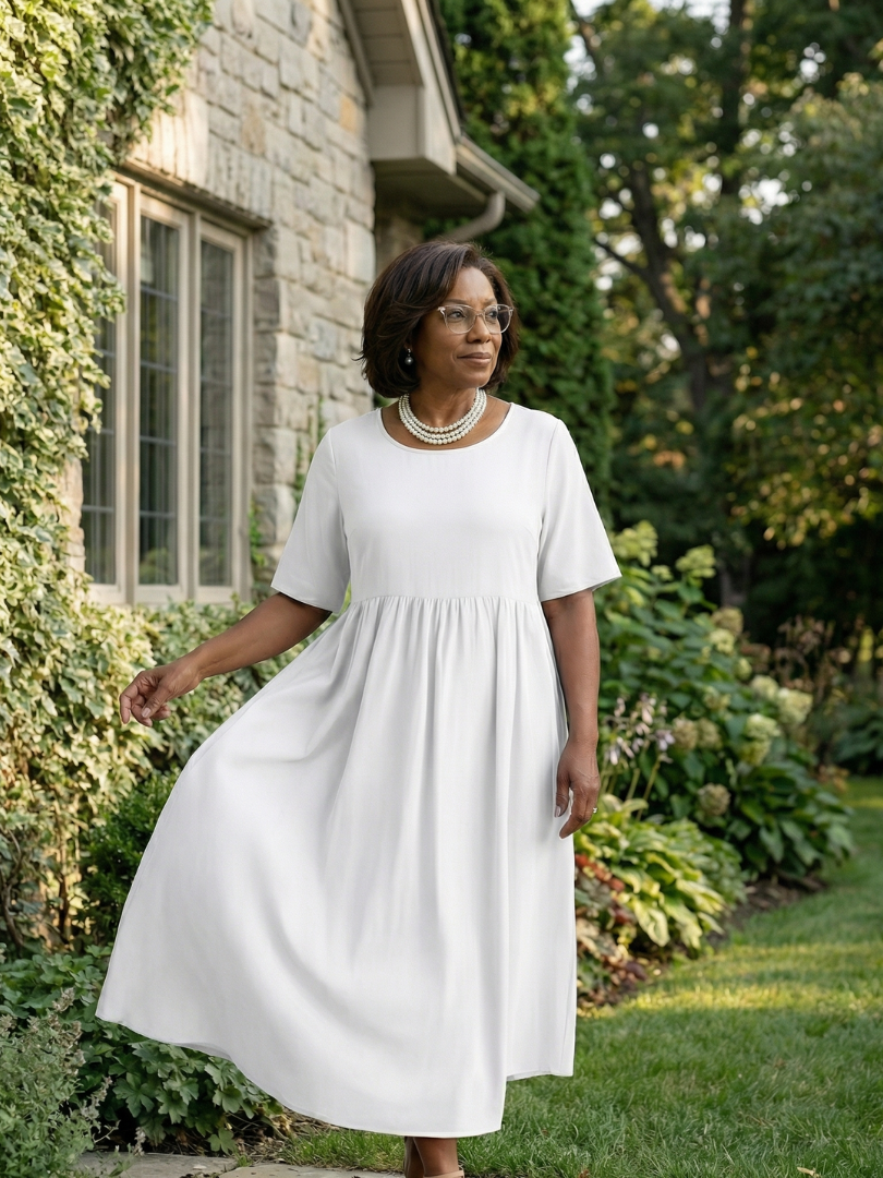 Cira | Simple Gather Midi Dress