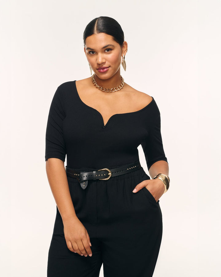 The Seraphina | Ribbed Plunge Bodysuit