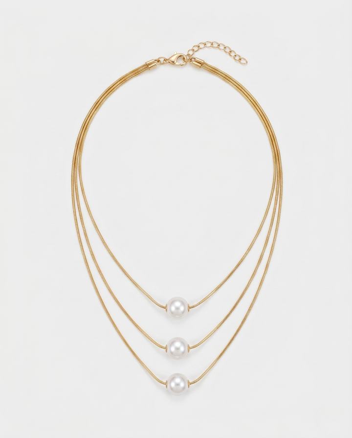 Triple-Layered Pearl Necklace