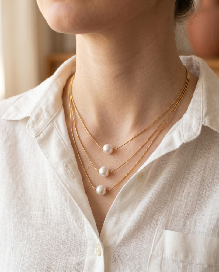 Triple-Layered Pearl Necklace