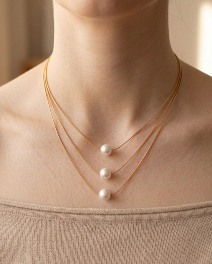 Triple-Layered Pearl Necklace