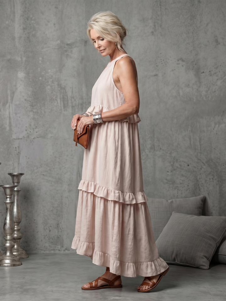 Katya | Tiered Ruffle Halter Maxi Dress