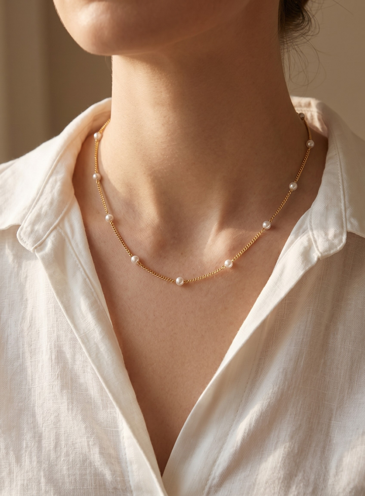 Pearl Line Necklace