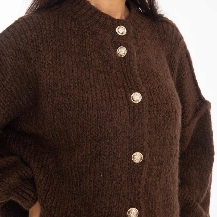 Elara | Oversized Gold-Accent Cardigan