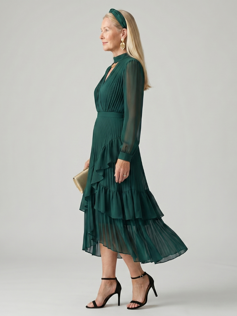 Azis | Fluid Drape Midi Dress