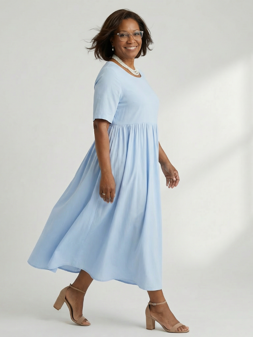 Cira | Simple Gather Midi Dress