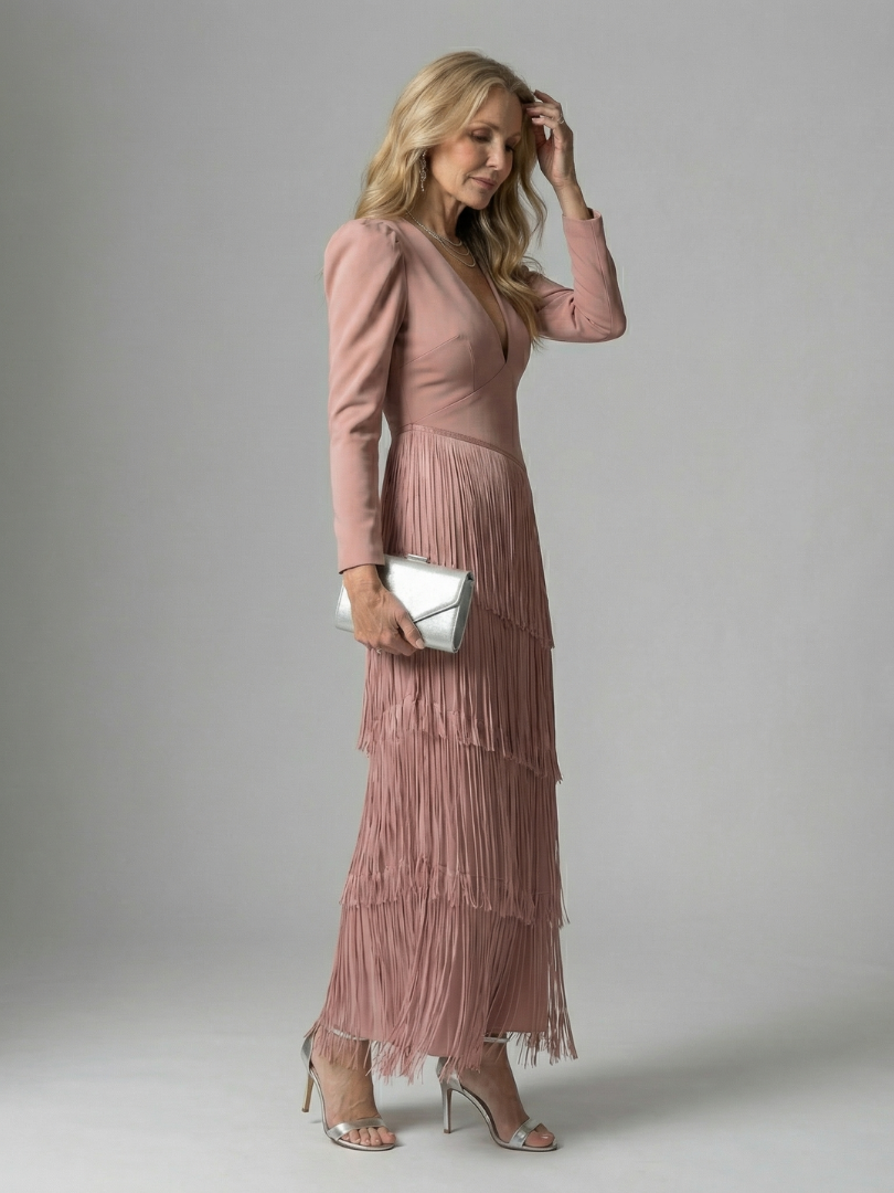 Norell | Fringe Layer Midi Dress