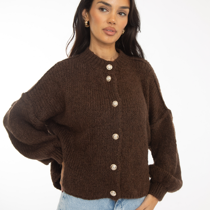 Elara | Oversized Gold-Accent Cardigan