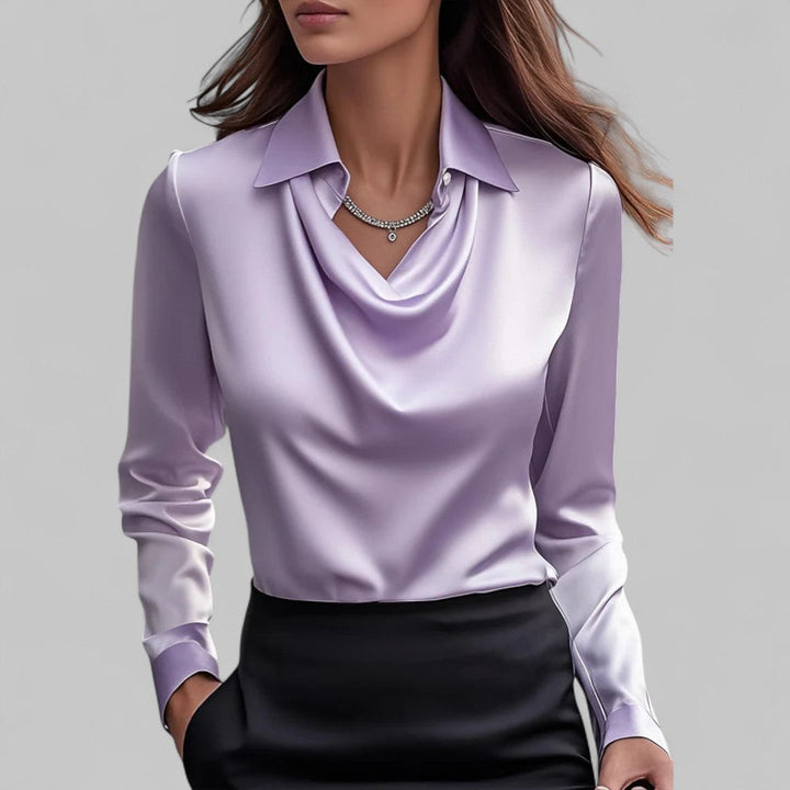 The Scarlett Sovereign | Women’s Elegant Long Sleeve Satin Blouse